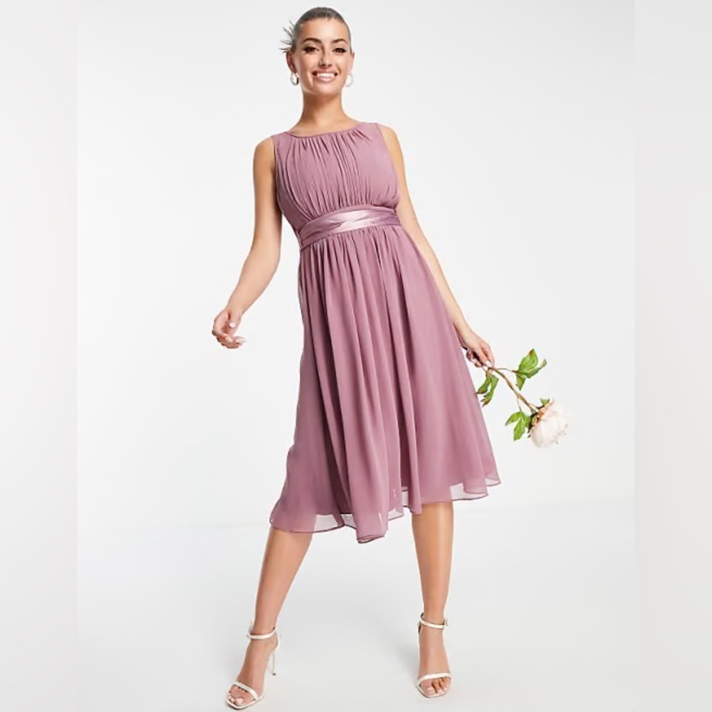 NWT Little Mistress Bridesmaids Skater Dress in Mauve Size 10